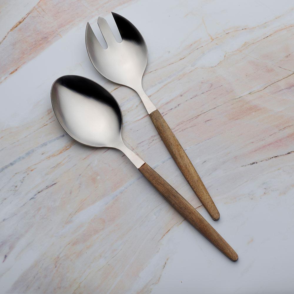 2 Piece Acacia Wood Serving Set