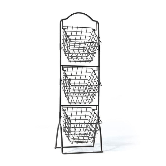 3 Tiered Standing Storage Rack With Market Baskets