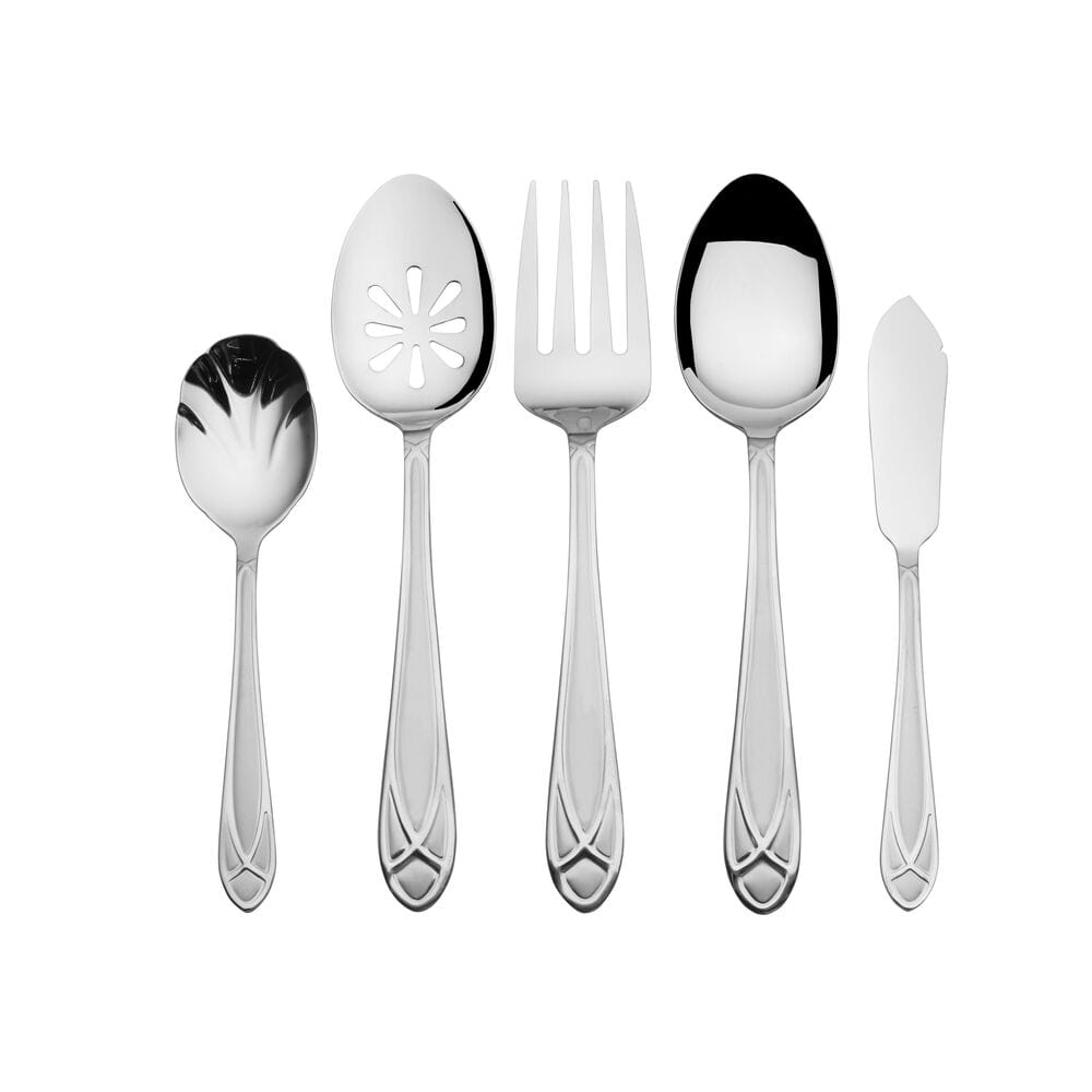 Mirage Frost 45 Piece Flatware Set With Wire Caddy, Service For 8