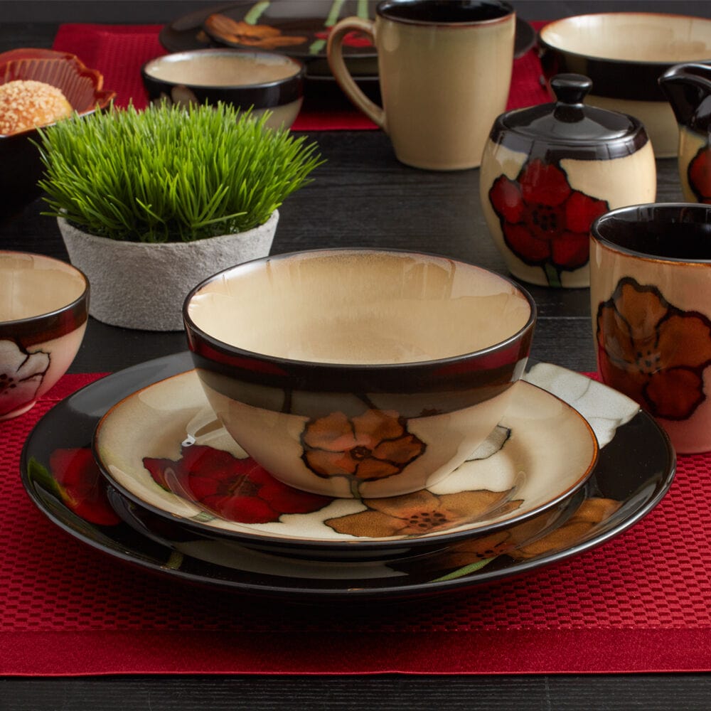 Painted Poppies Set Of 4 Soup Cereal Bowls