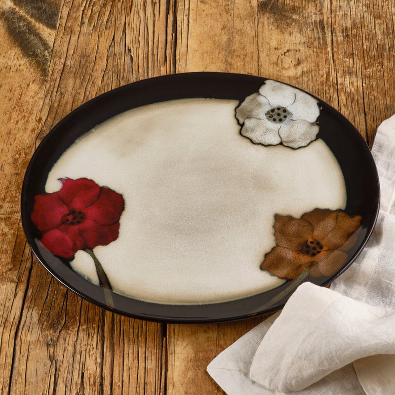 Painted Poppies Oval Platter