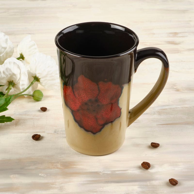 Painted Poppies Set Of 4 Latte Mugs