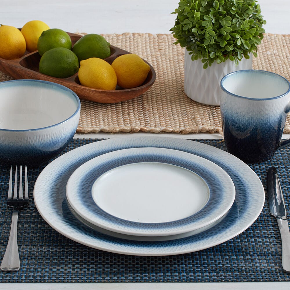 Eclipse Blue 16 Piece Dinnerware Set, Service For 4