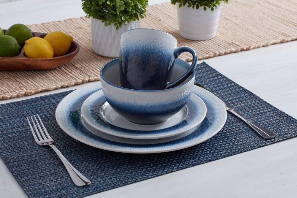 Eclipse Blue 16 Piece Dinnerware Set, Service For 4