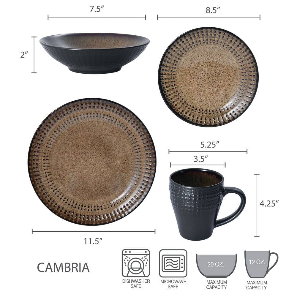 Cambria 16 Piece Dinnerware Set, Service For 4