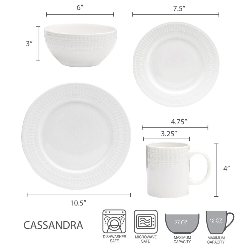 Cassandra 16 Piece Dinnerware Set, Service For 4