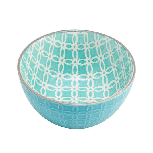 Pad Print Turquoise Geometric Soup Cereal Bowl