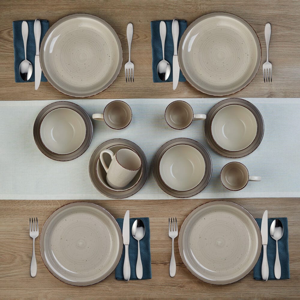 Sadie Cream 16 Piece Dinnerware Set, Service For 4