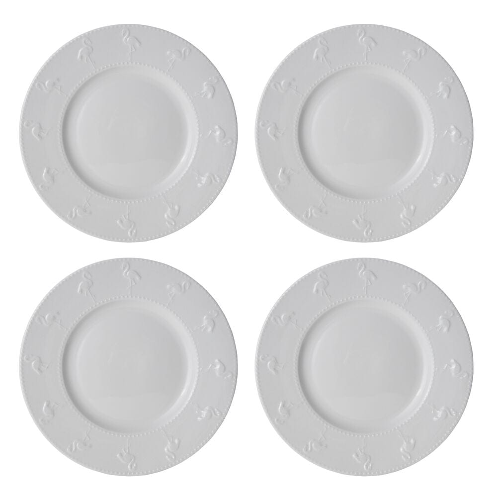 Flamingo White 16 Piece Dinnerware Set, Service For 4