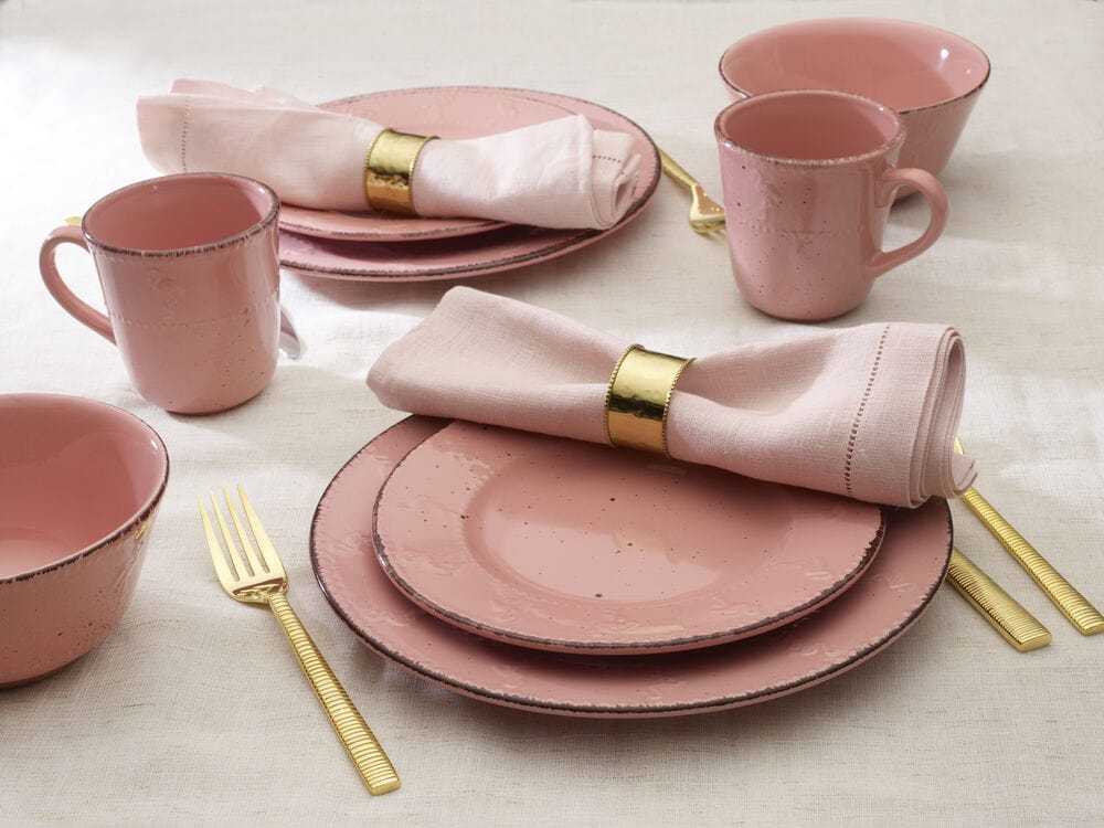 Flamingo Pink 16 Piece Dinnerware Set, Service For 4