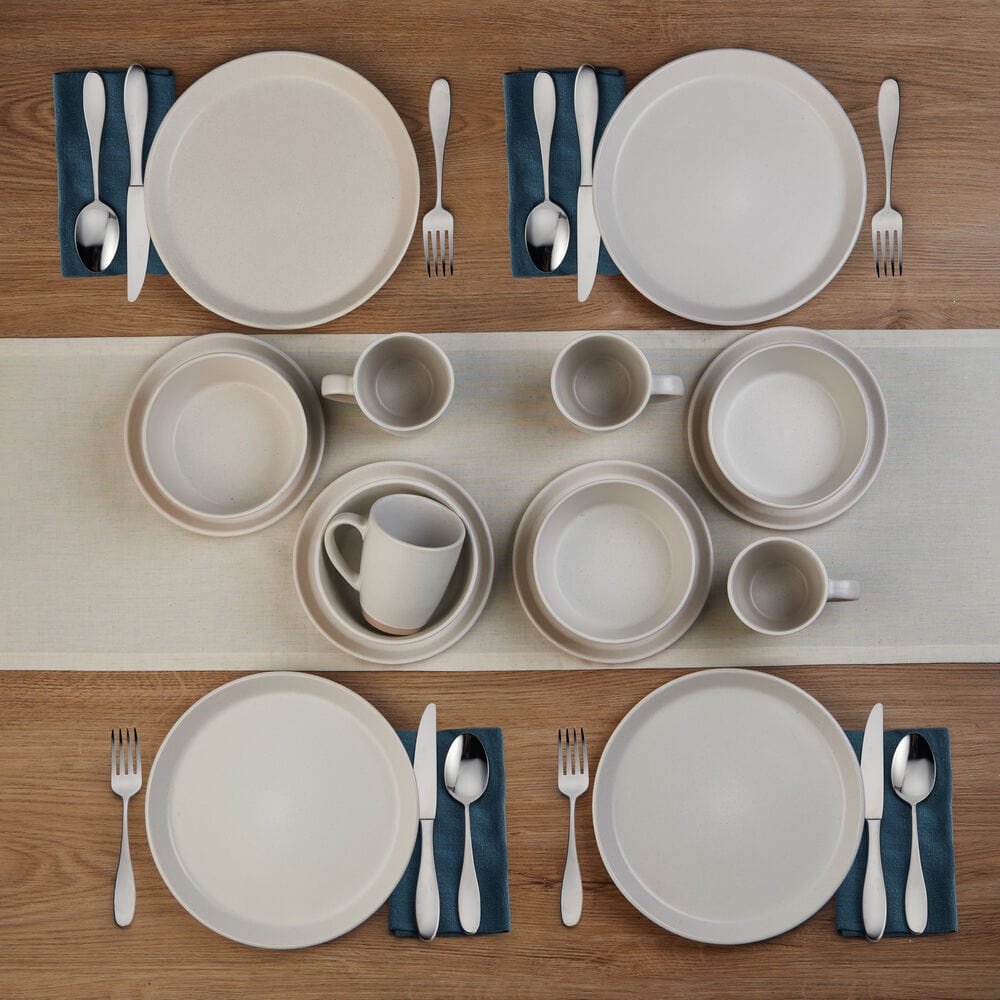 Hudson Beige 16 Piece Dinnerware Set, Service For 4