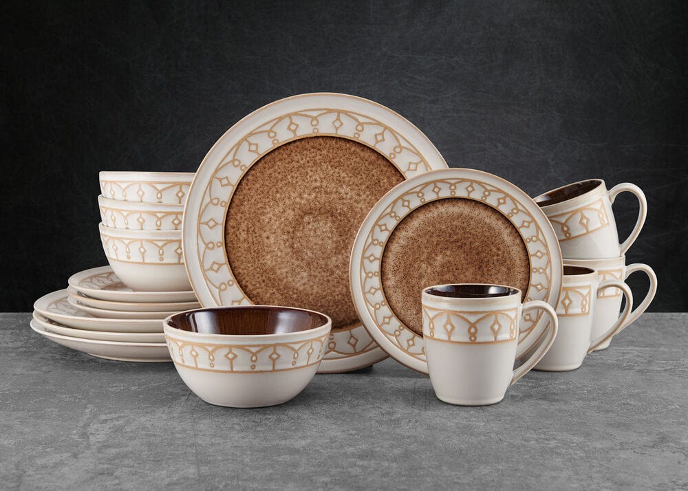 Remi Beige 16 Piece Dinnerware Set, Service For 4