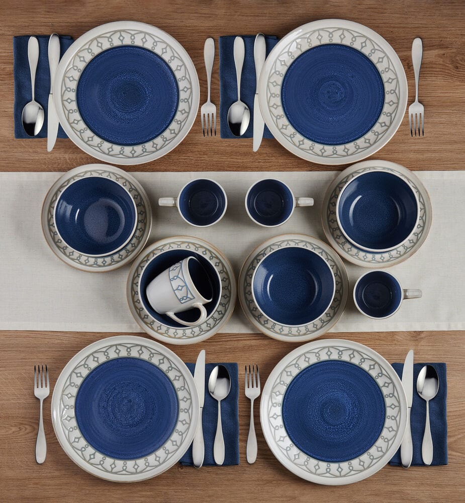 Remi Blue 16 Piece Dinnerware Set, Service For 4