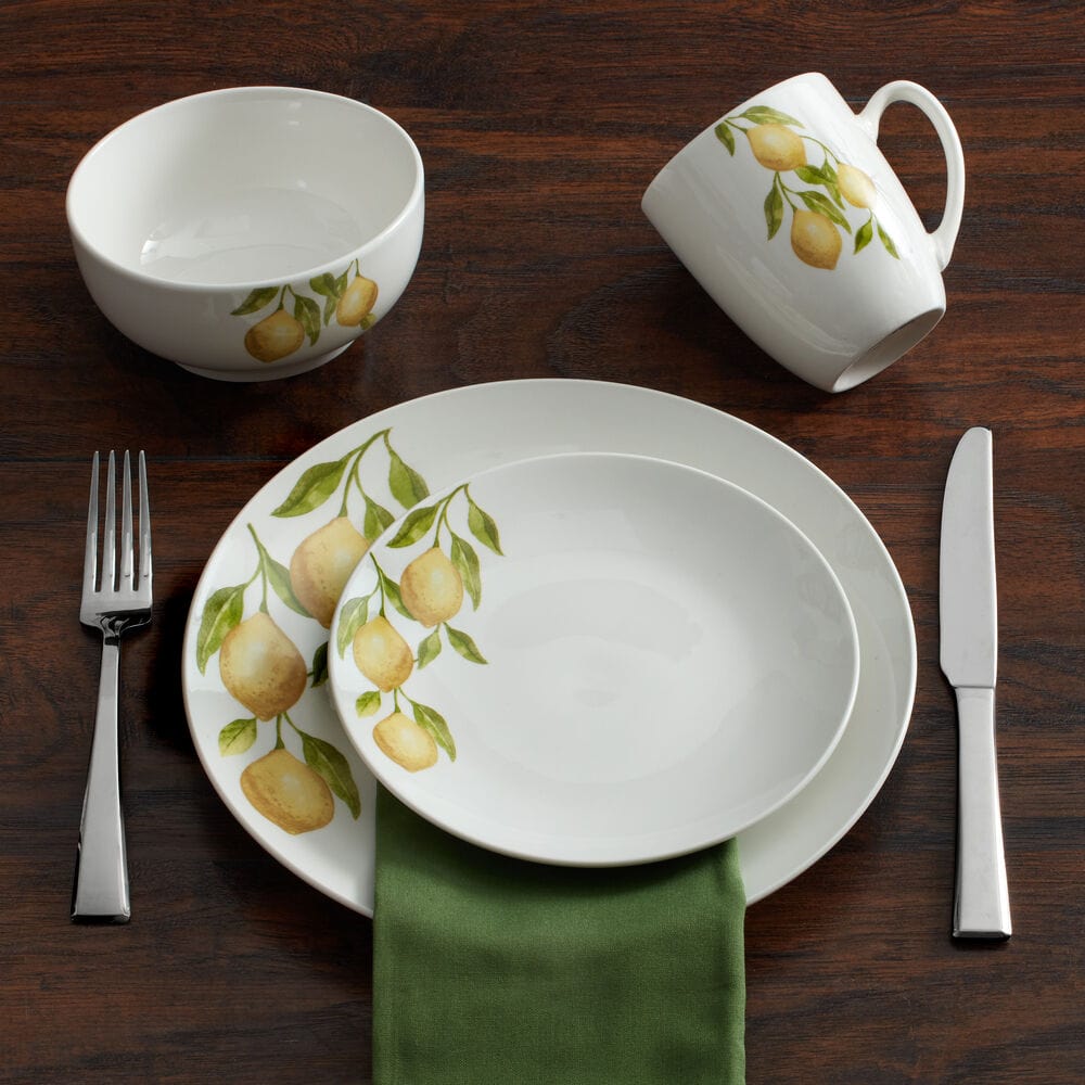 Lemons 16 Piece Dinnerware Set, Service For 4