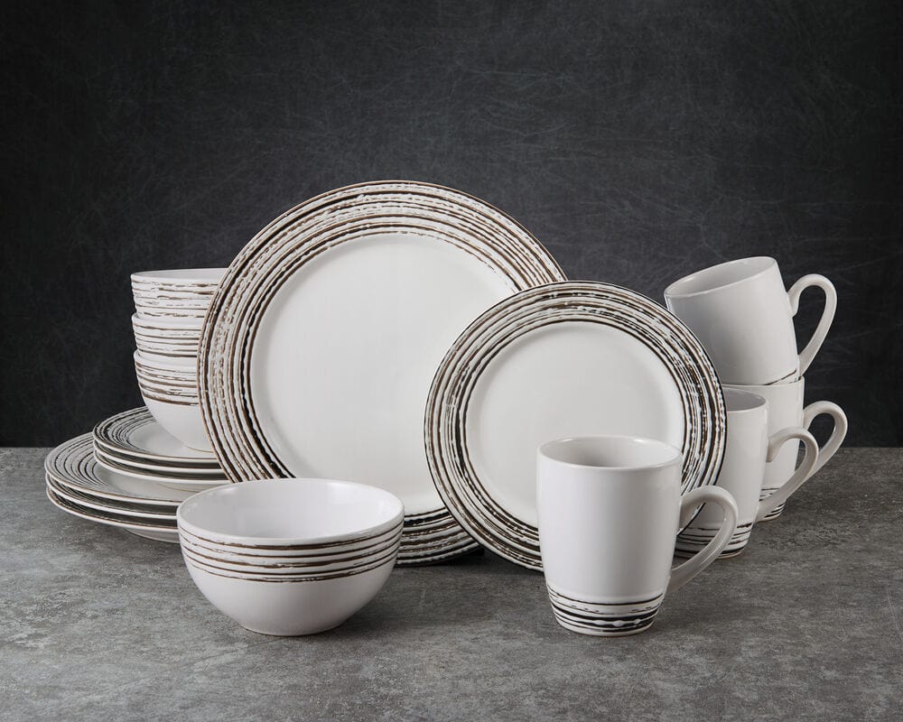 Bryson White 16 Piece Dinnerware Set, Service For 4