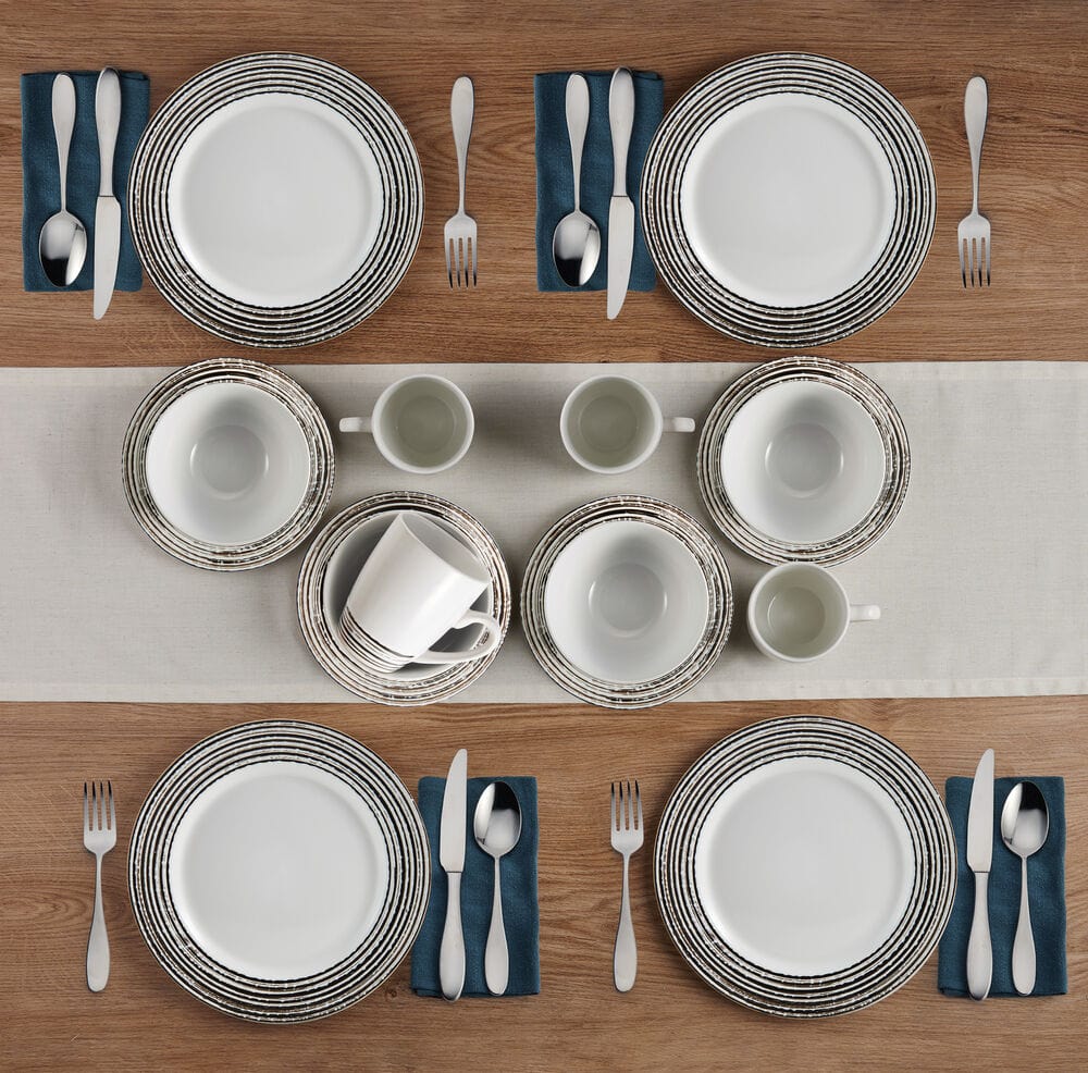 Bryson White 16 Piece Dinnerware Set, Service For 4