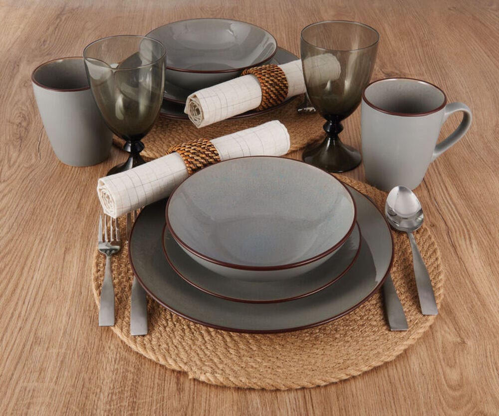 Pierce Gray 16 Piece Dinnerware Set, Service For 4