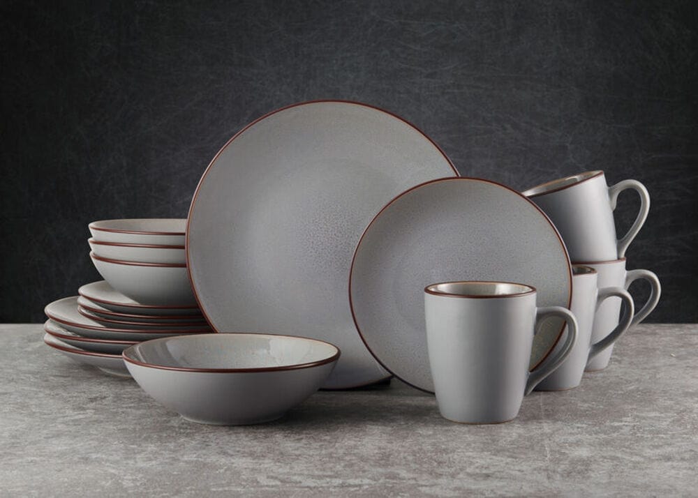 Pierce Gray 16 Piece Dinnerware Set, Service For 4