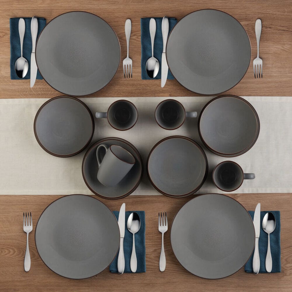 Pierce Gray 16 Piece Dinnerware Set, Service For 4