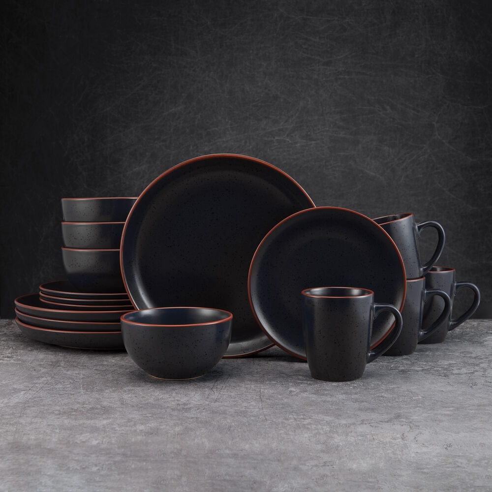 Hunter Black 16 Piece Dinnerware Set, Service For 4