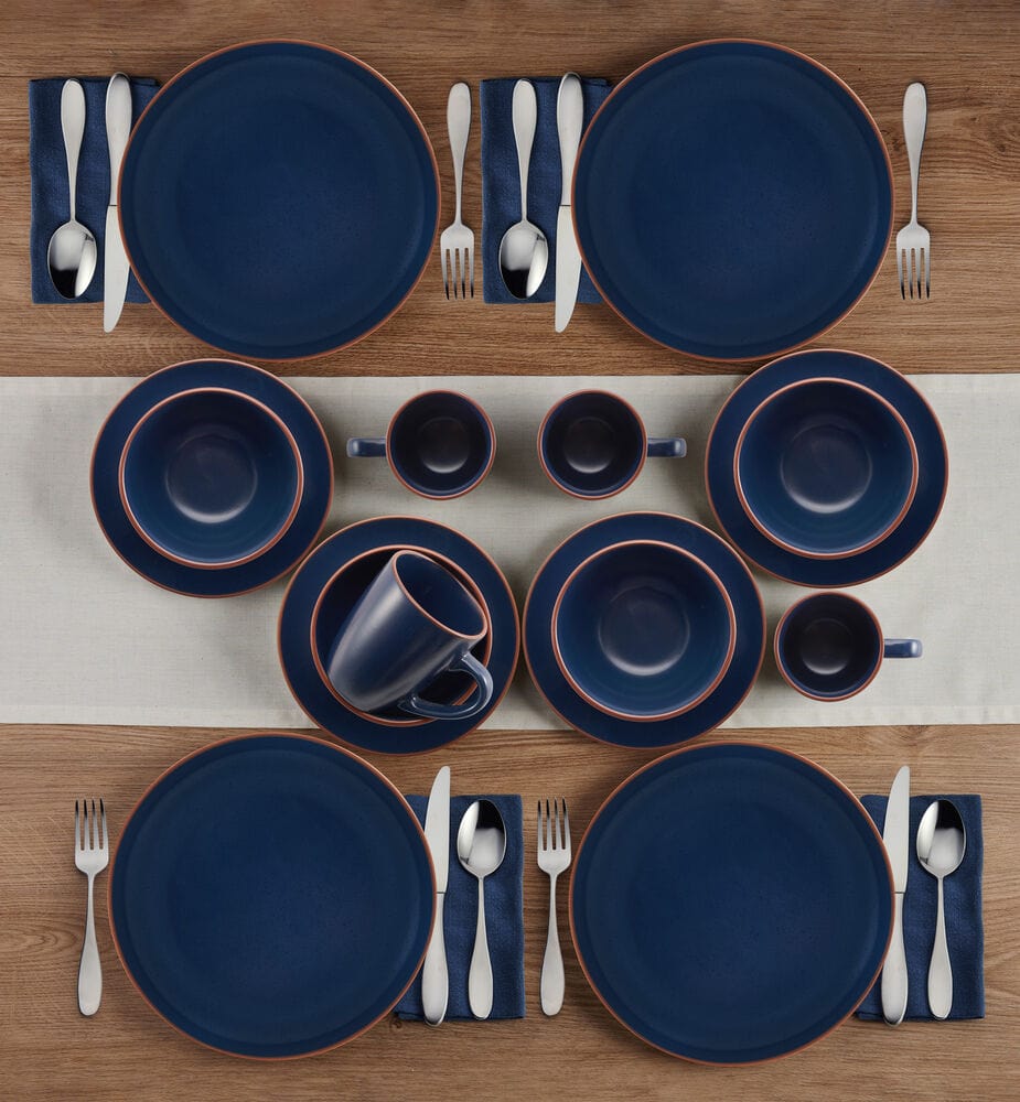 Hunter Blue 16 Piece Dinnerware Set, Service For 4