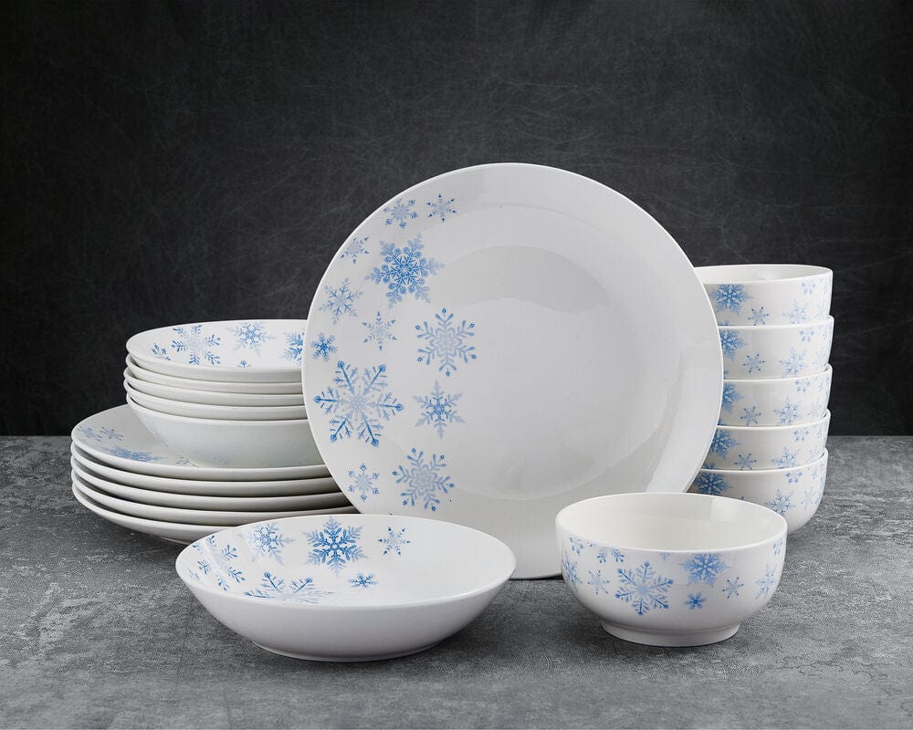 Winter Snowflakes 18 Piece Dinnerware Set, Service For 6