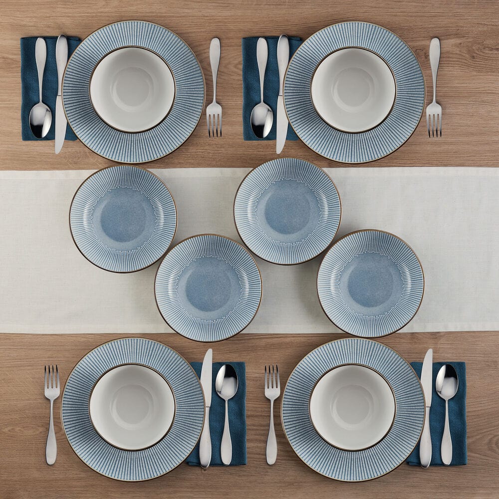 Arlie Blue 12 Piece Dinnerware Set, Service For 4