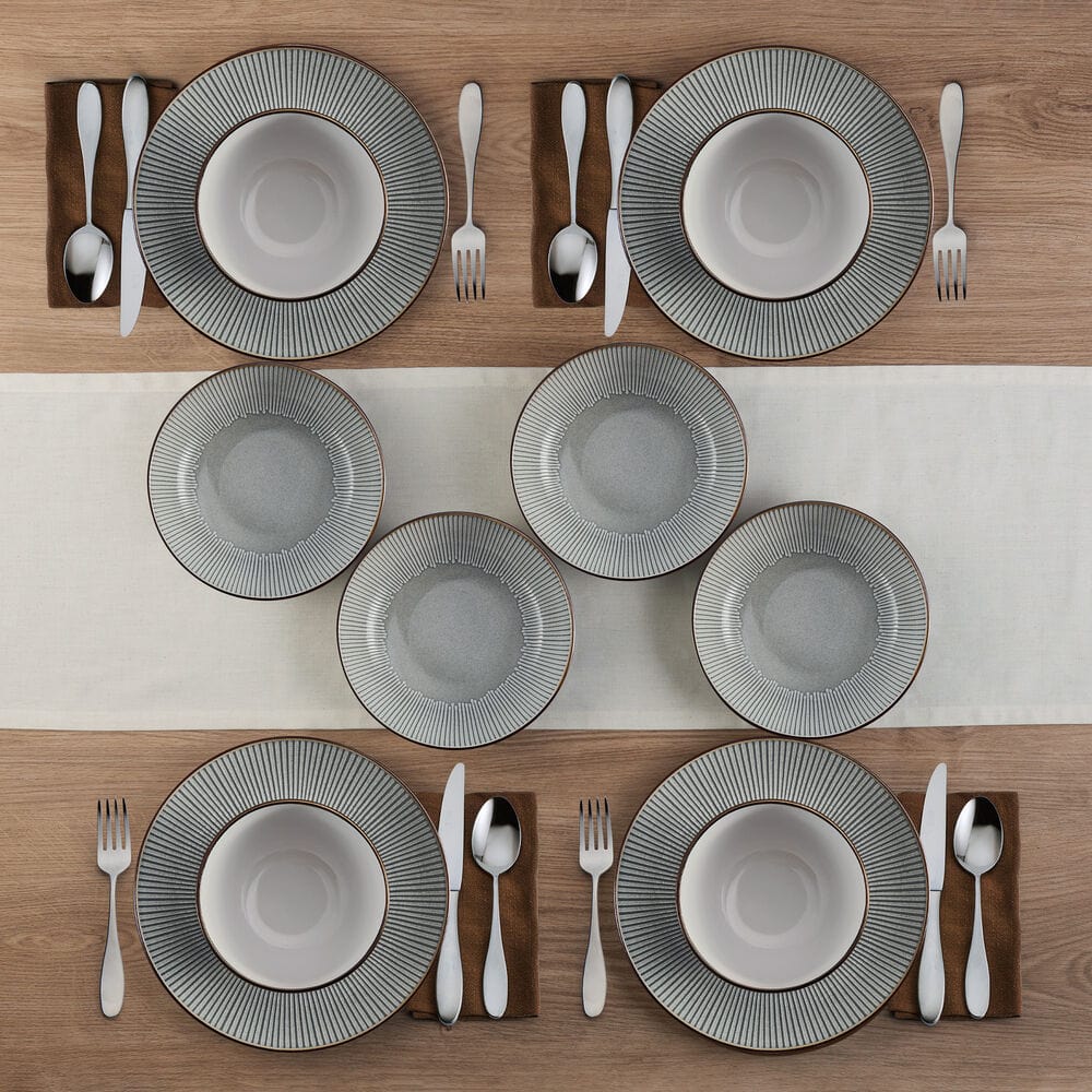 Arlie Gray 12 Piece Dinnerware Set, Service For 4