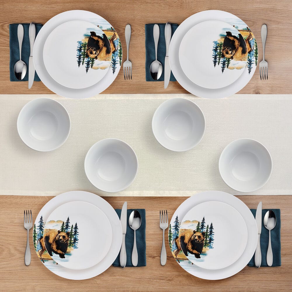 Woodland Animals 12 Piece Dinnerware Set, Service For 4