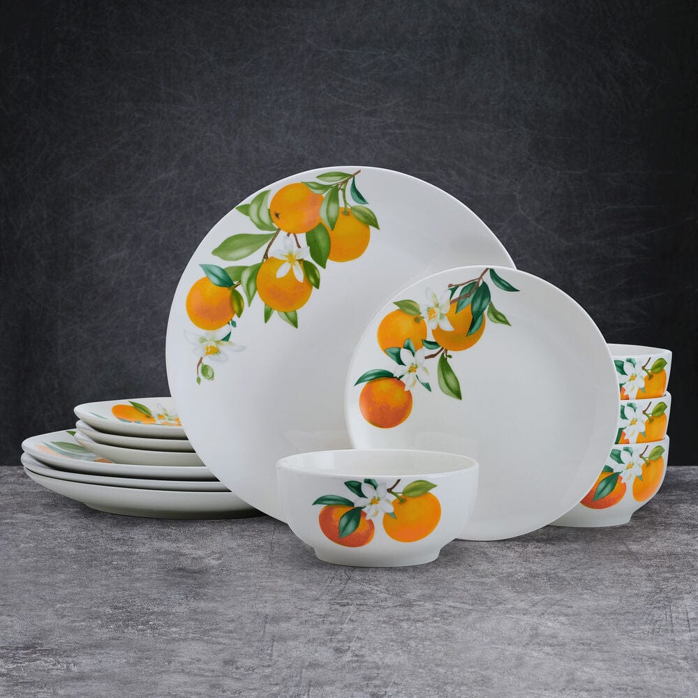 Oranges 12 Piece Dinnerware Set, Service For 4