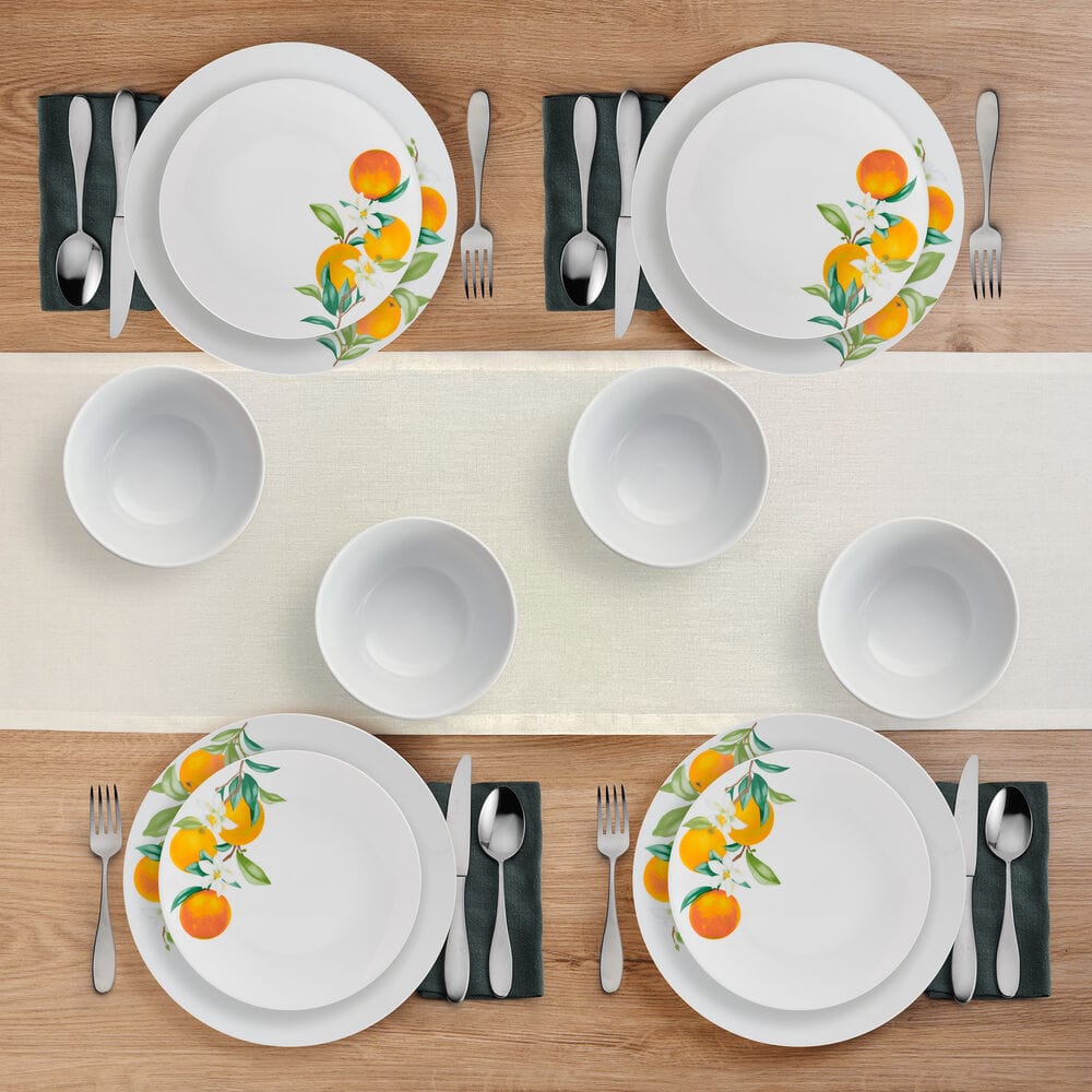 Oranges 12 Piece Dinnerware Set, Service For 4