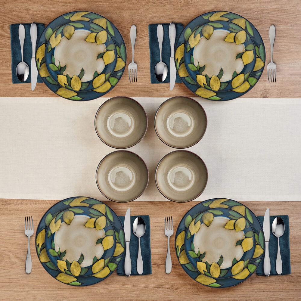 Painted Lemons 12 Piece Dinnerware Set, Service For 4