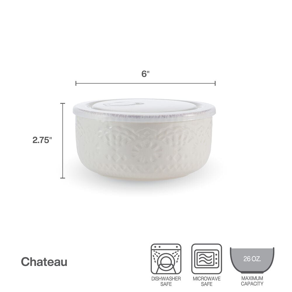 Chateau Cream Set Of 2 Storage Bowls With Lids