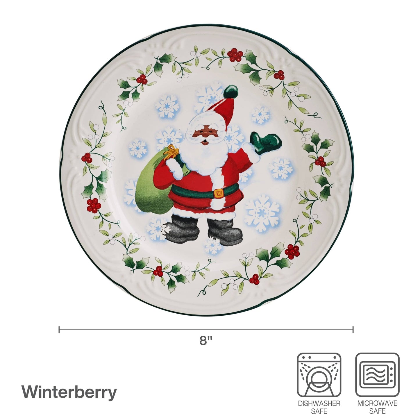 Winterberry African American Jolly Santa Salad Plate