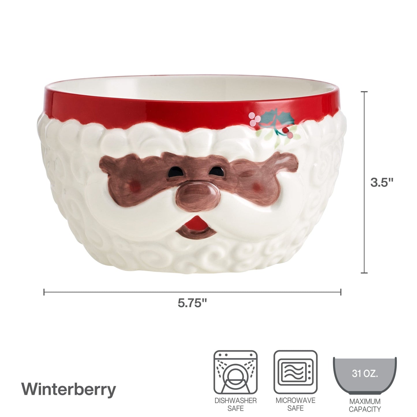 Winterberry African American Jolly Santa Sculpted Cereal Bowl