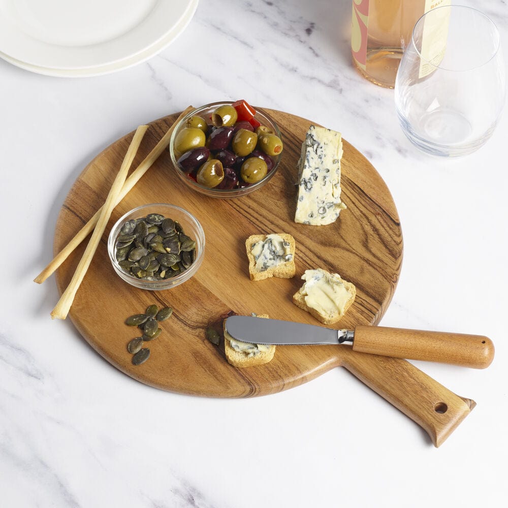 Acacia Wood Cheese Board And Spreader