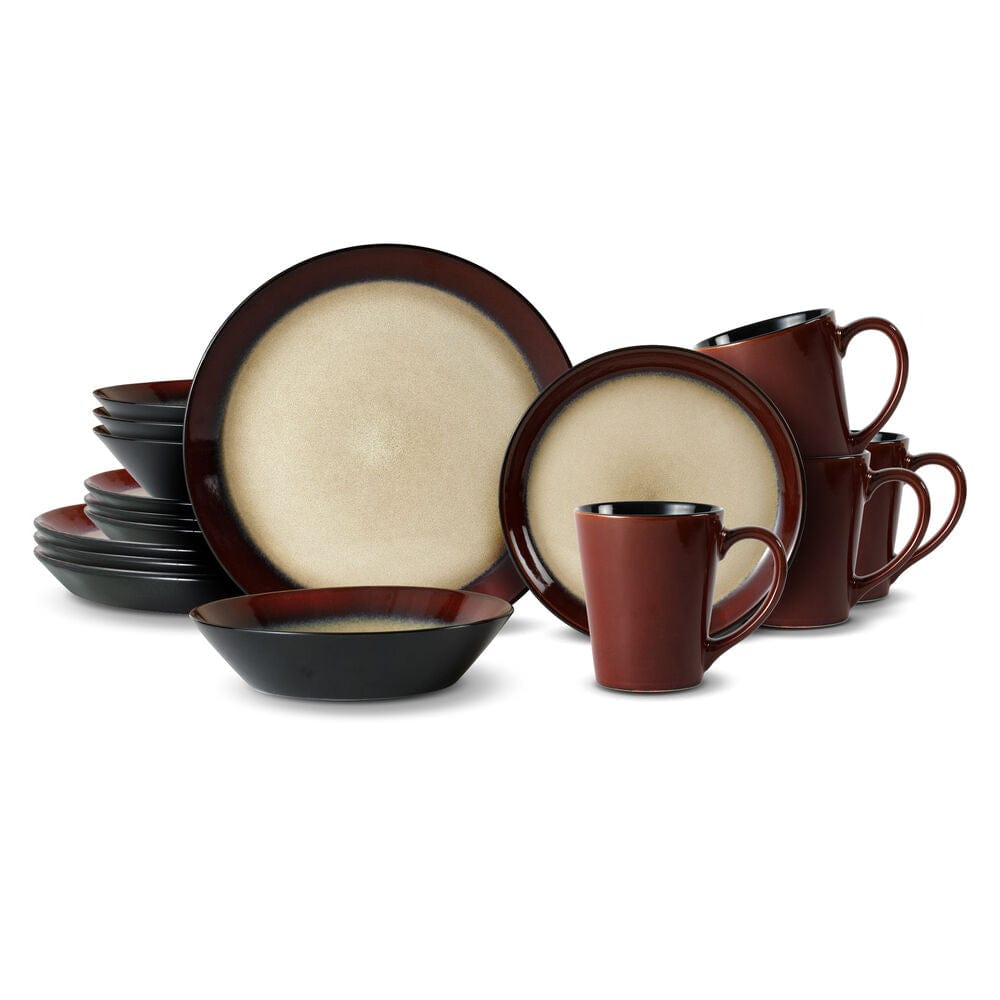 Aria Red 16 Piece Dinnerware Set, Service For 4