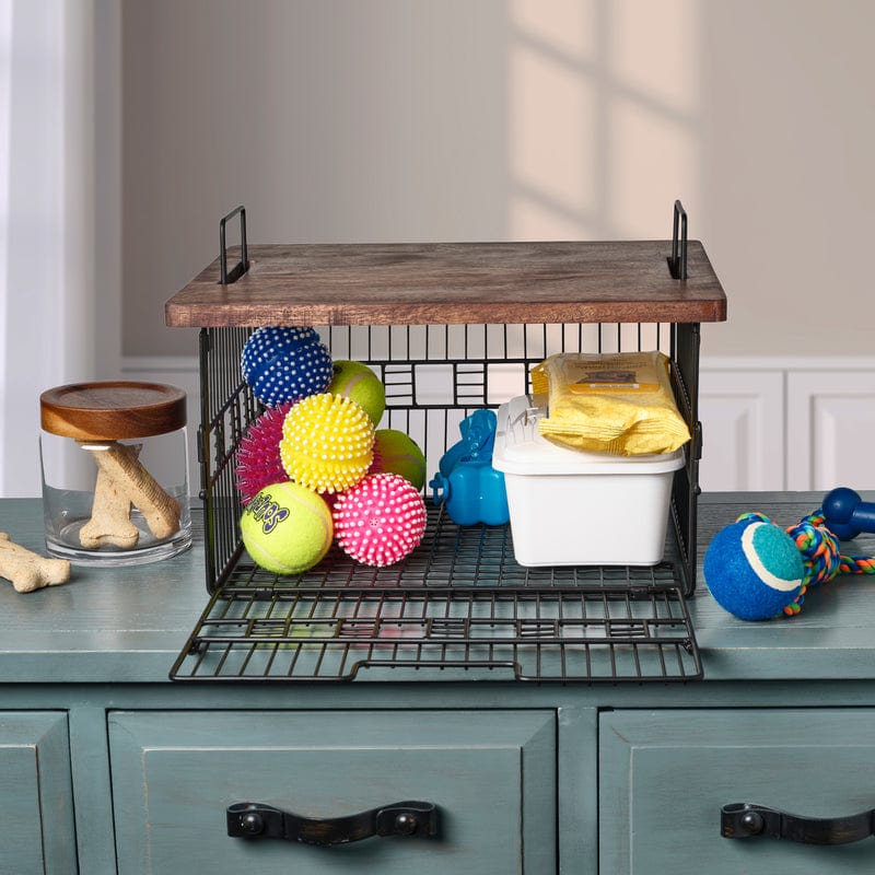 Madam Grid Stacking And Nesting Basket With Mango Wood Lid