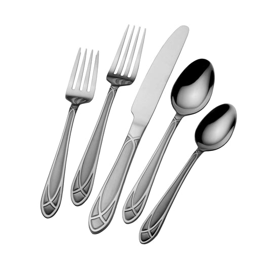 Mirage Frost 45 Piece Flatware Set With Wire Caddy, Service For 8