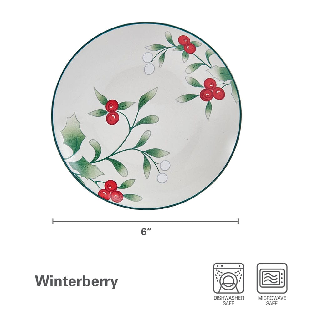 Winterberry Set Of 4 Appetizer Plates, 6 Inch