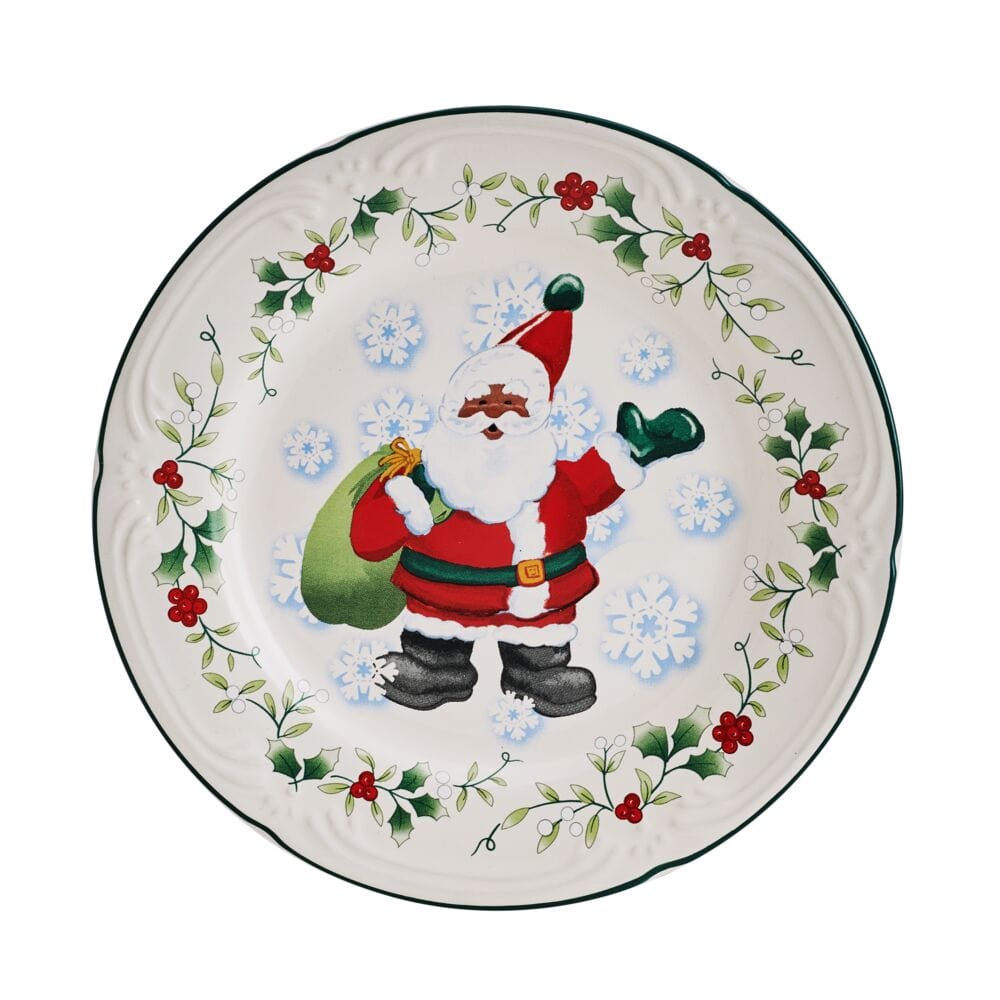 Winterberry African American Jolly Santa Salad Plate