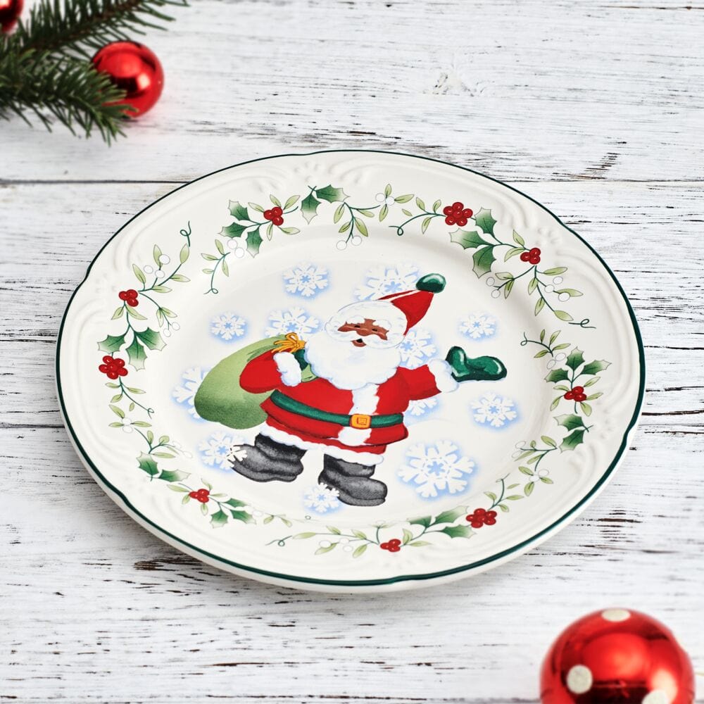 Winterberry African American Jolly Santa Salad Plate