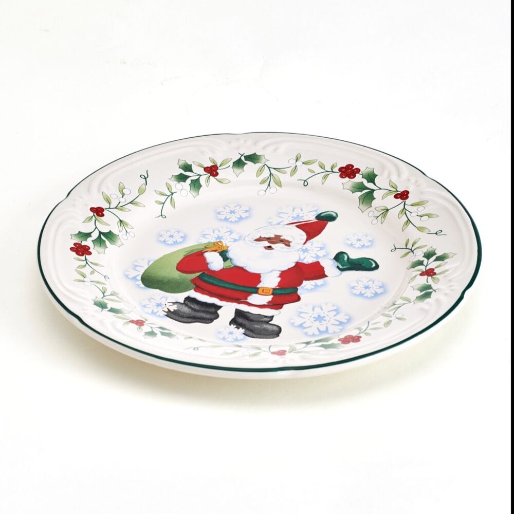 Winterberry African American Jolly Santa Salad Plate