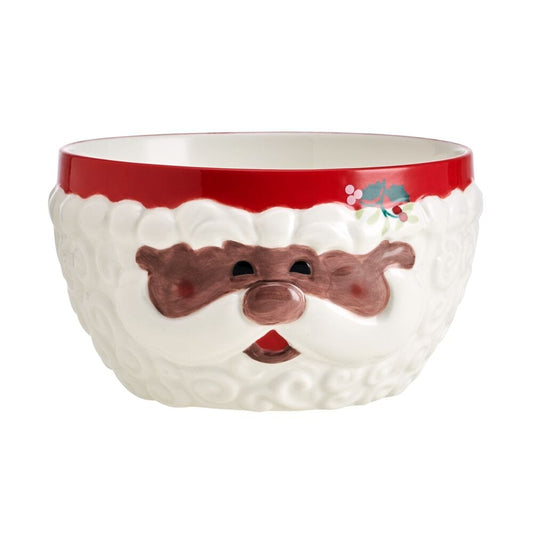 Winterberry African American Jolly Santa Sculpted Cereal Bowl