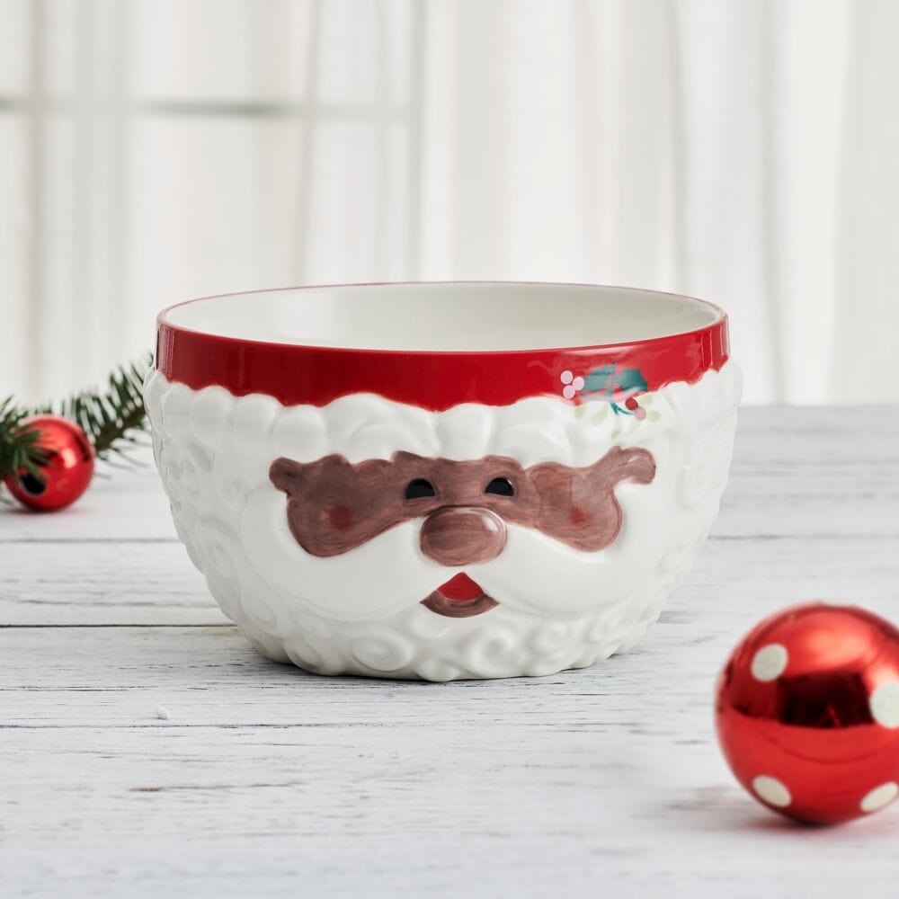 Winterberry African American Jolly Santa Sculpted Cereal Bowl