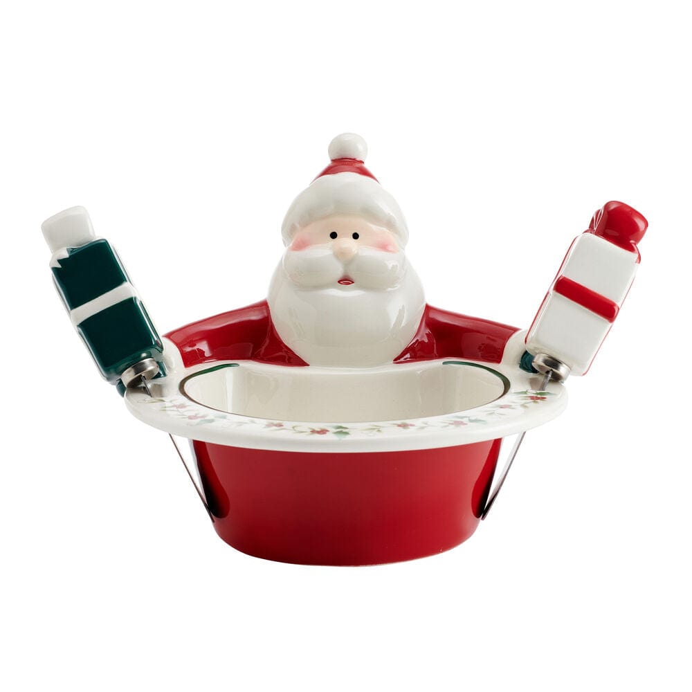 Winterberry Santa Dip Bowl With Gift Spreaders