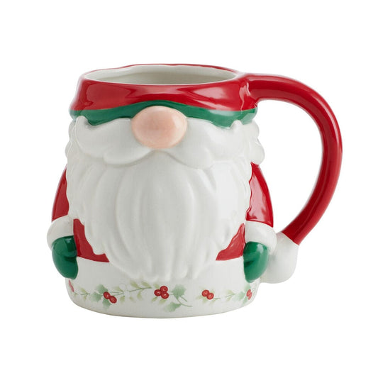 Winterberry Figural Gnome Santa Mug