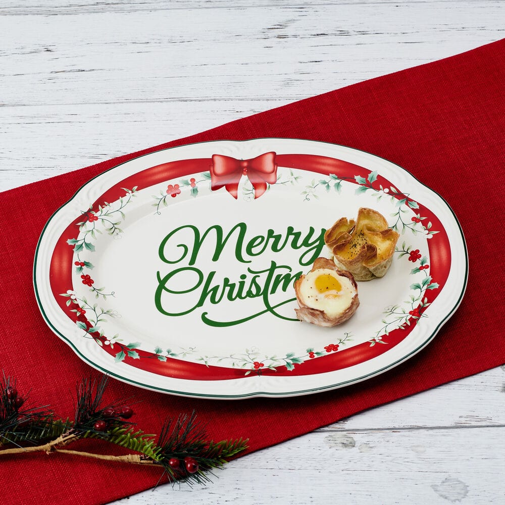 Winterberry Red Ribbon Platter