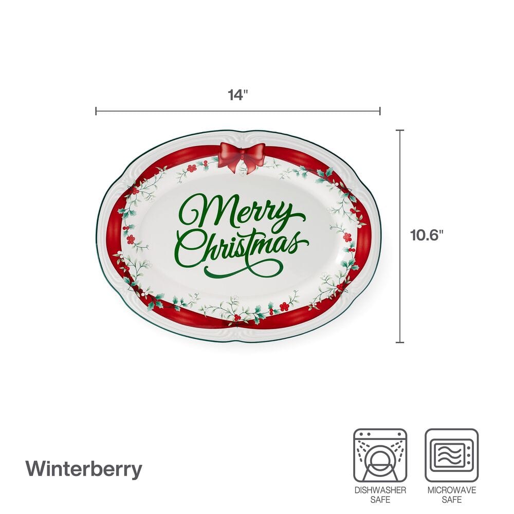 Winterberry Red Ribbon Platter