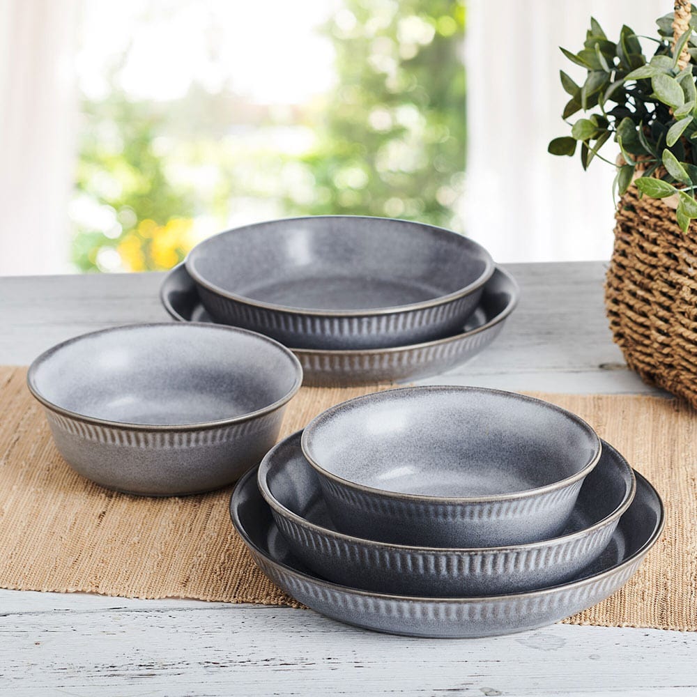 Amara Slate 6 Piece Dinnerware Bowl Set, Service For 2